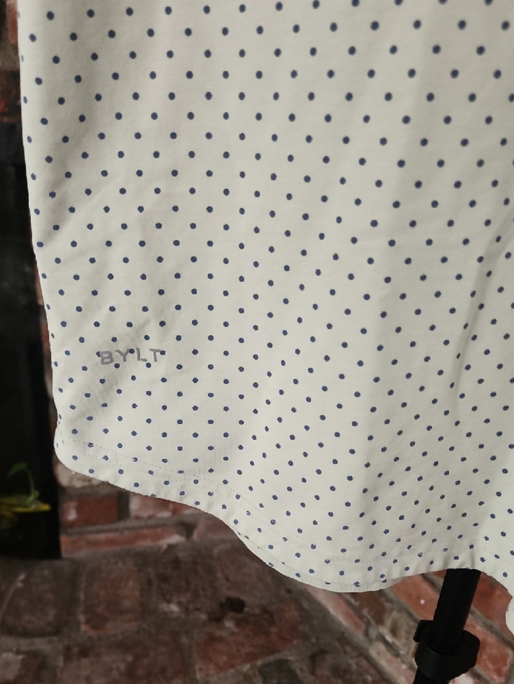 BYLT Basics Polo Shirt Light Lime Green Micro Dot Print Size L Athletic Stretch - Picture 4 of 11
